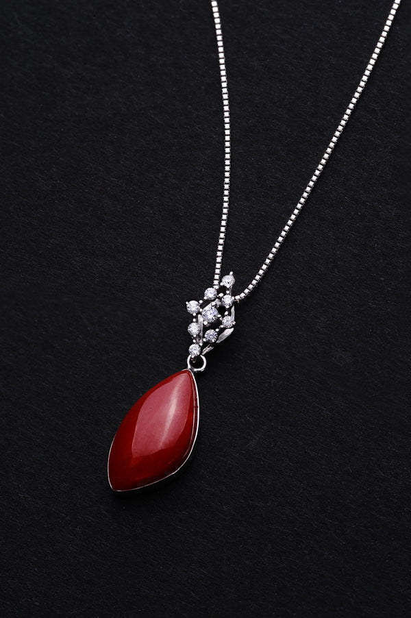 サンゴ プラチナ ダイヤモンド ペンダントネックレス