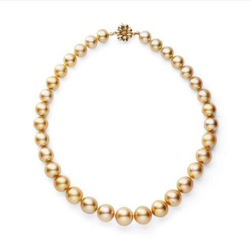 ナチュラルゴールドカラー南洋パール連ネックレス